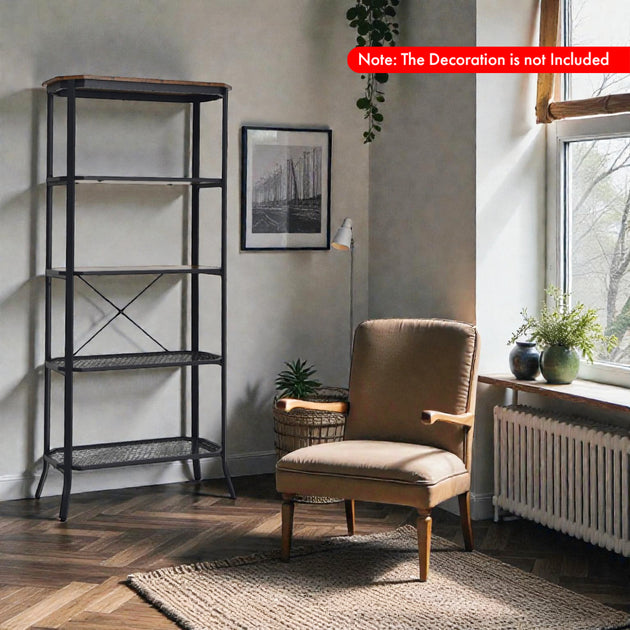 Hivvago 5-Shelf Display Rack Rustic Brown 3