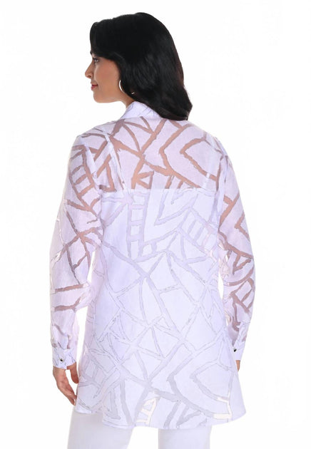 Frank Lyman Button Down Printed Blouse Purple US 10 3
