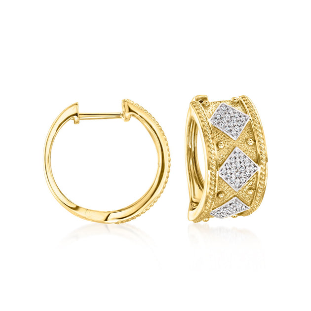 Ross-Simons Diamond Geometric Hoop Earrings Silver 2