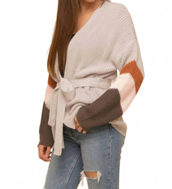 Hem & Thread Colorblock Cardigan Grey Small 4