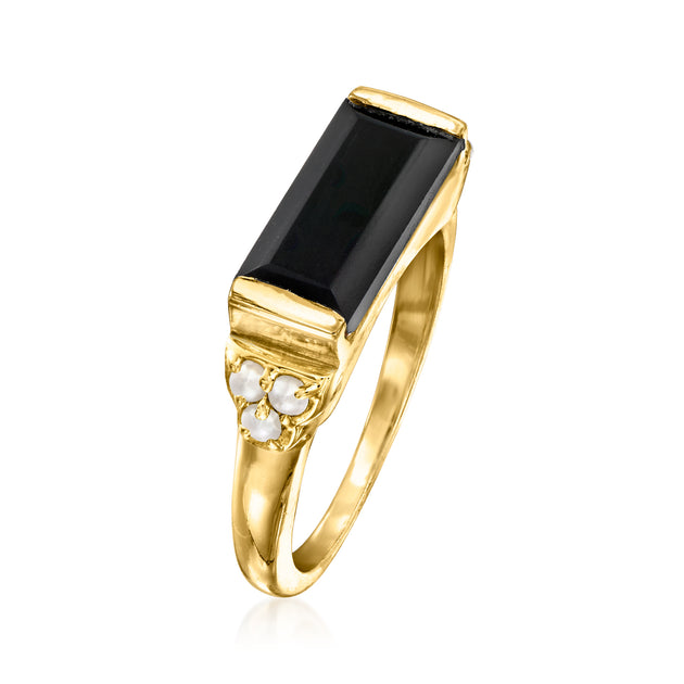 Ross-Simons Onyx Cultured Pearl Ring Gold US 5 4
