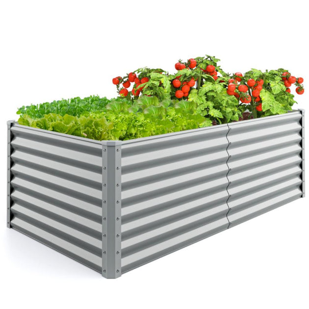 Hivvago Metal Planter Box Silver 183x91x61cm 3