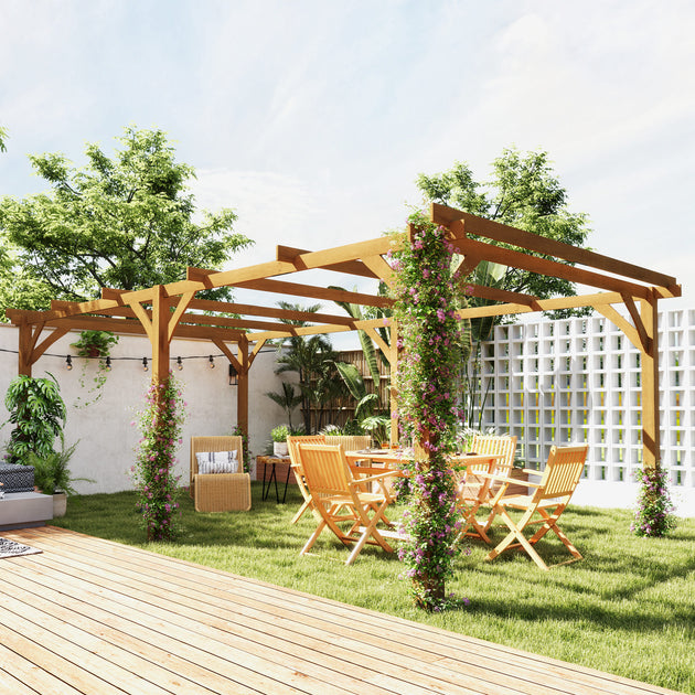 Hivvago Pergola Gazebo Brown 606x320x221cm 3