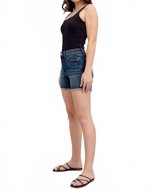Judy Blue Tummy Control Fray Hem Shield Pocket Shorts Blue 2X 3