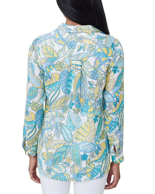 J.McLaughlin Britt Linen Blouse Multi Large 3