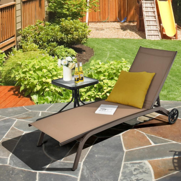 Hivvago Adjustable Outdoor Chaise Recliner Gray 4