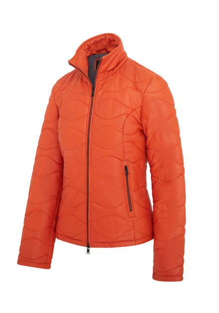 Infinity Hamar Womens Leather Bomber Jacket Orange XXXLarge 4