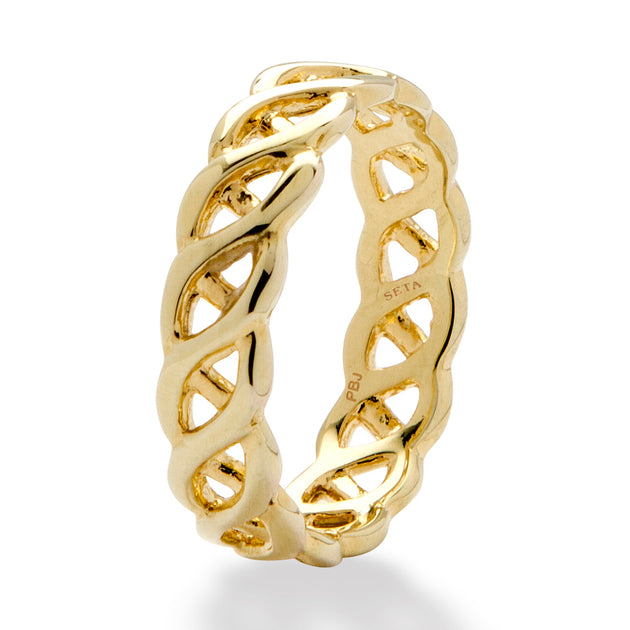 Palm Braided Link Ring Silver US 9 3