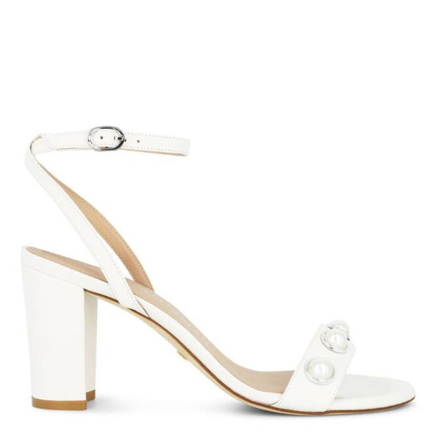 Stuart Weitzman Nearlybare Portia 85 Leather Sandals White US 5.5 2
