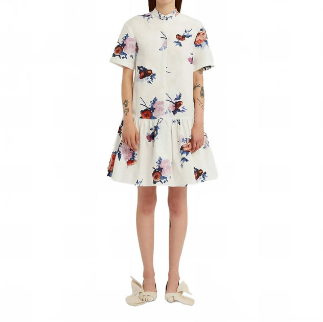 ERDEM Short Sleeve Mini Dress Multi US 2 2