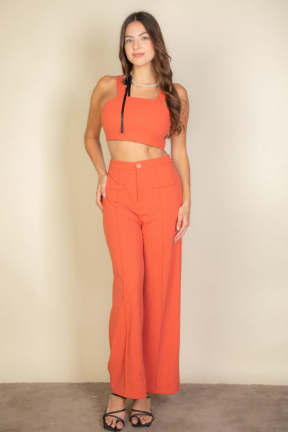 TRUEDAMES Damen Tanktop und weite Hose Set Pink Medium 2
