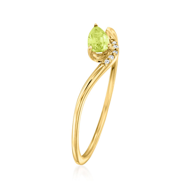 Ross-Simons Pure Peridot Diamond Ring Yellow Gold US 8 5