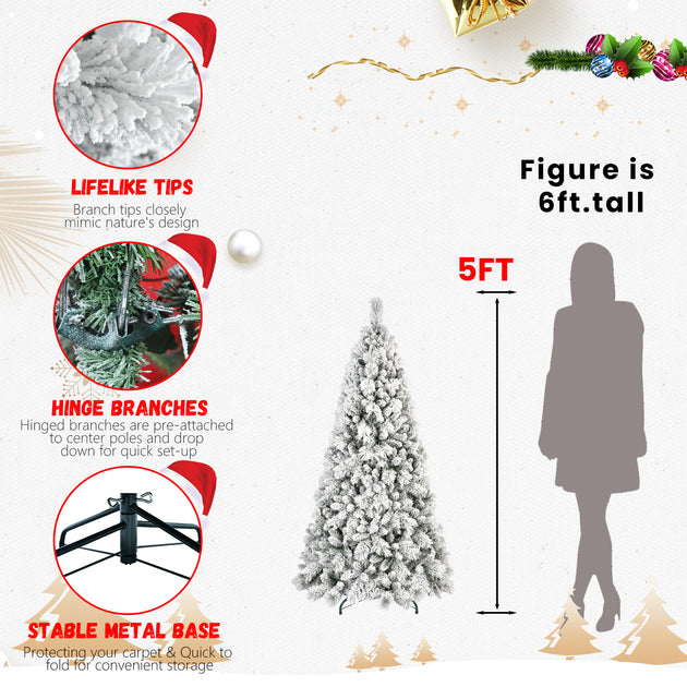 Streamdale 4ft Flocked Christmas Tree Green 4