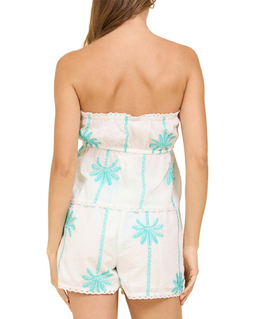 Surf Gypsy Striped Palm Embroidered Tube Top White Medium 3