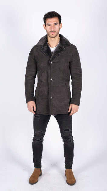 TruClothing Schaffellmantel Grau Small 3