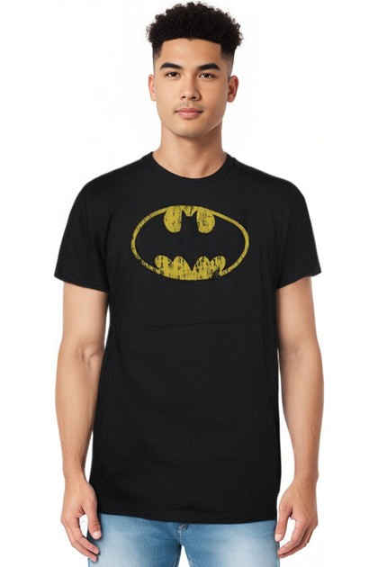 Gildan Batman Classic Logo Distressed T-Shirt Black 4