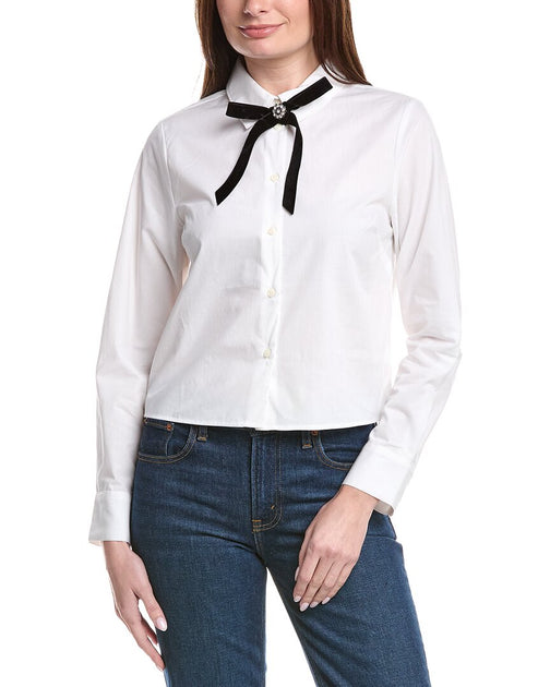 CeCe Cropped Bow Top White XLarge 2