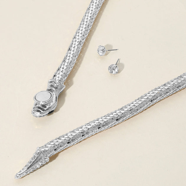 FASHNZFAB Snake Magnetic Long Necklace Silver 4