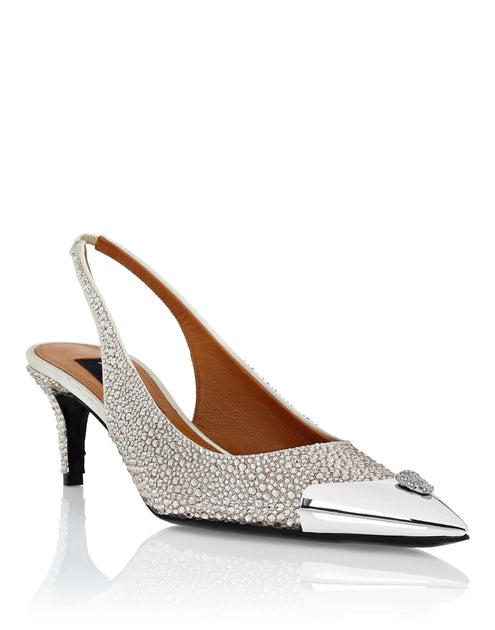 Philipp Plein Satin Slingback Mix Strass Black EU 39 2