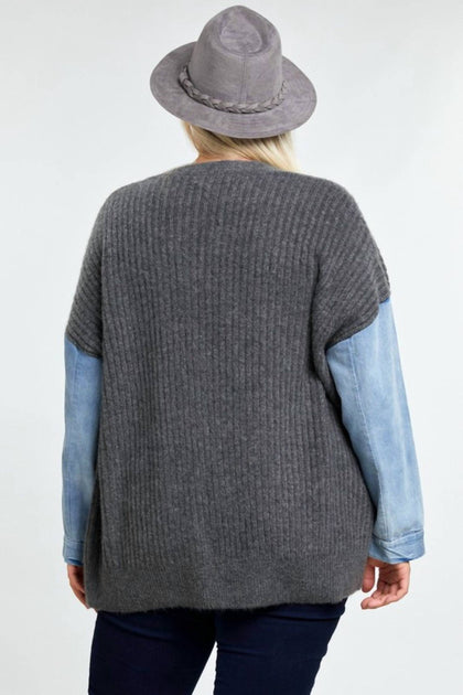 Davi & Dani Oversize Sweater Cardigan Grey Large 3