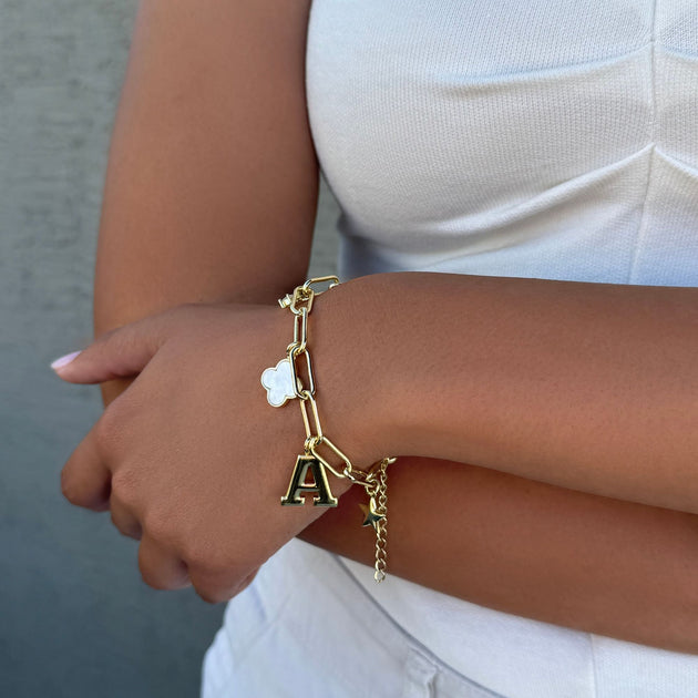 Adornia Initial Charm Bracelet Silver 3
