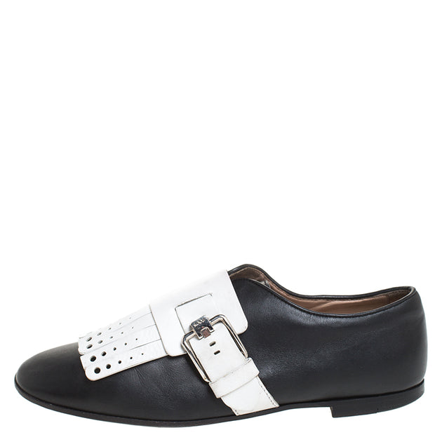 Tod's Bi Color Leather Monk Flats Black EU 36 3