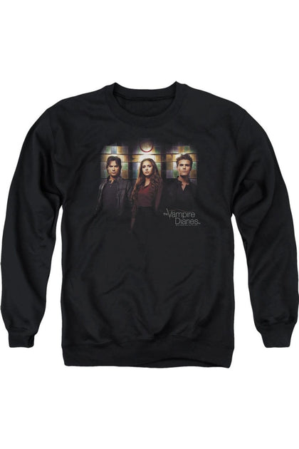 Gildan Vampire Diaries Stained Windows Crewneck Sweatshirt Black Large 2