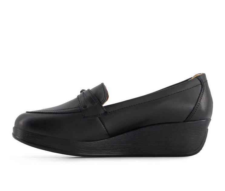 Andrea Women's Comfort Leather Platform Loafers Black US 10 3