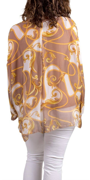 GIGI MODA Angelo Baroque Silk Blouse Orange One Size 4