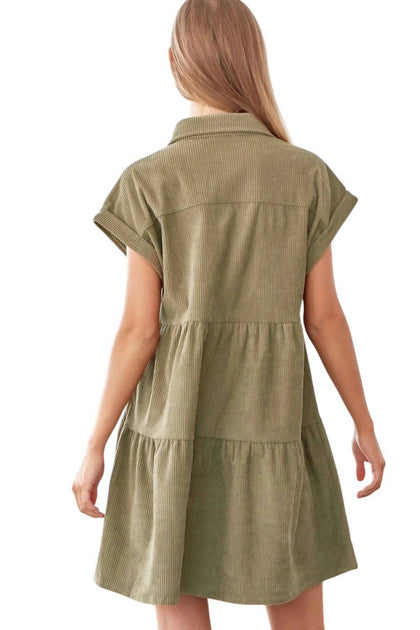 Andree By Unit Missing Home Corduroy Dress Green Large 4