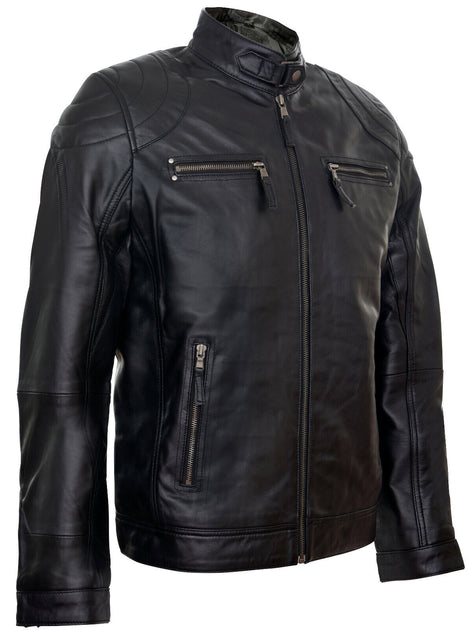 Infinity Mens Moto Leather Biker Jacket Black XSmall 3