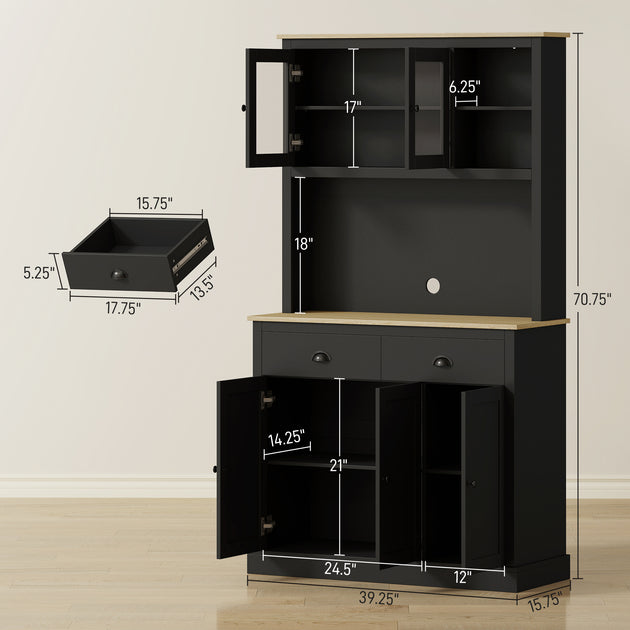 Hivvago Kitchen Storage Hutch Yellow Oak 6