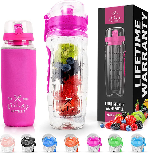 Zulay Kitchen Fruit Infuser Water Bottle Black 2