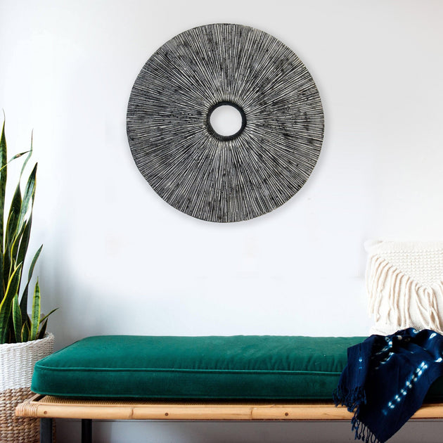 Hivvago Round Rib Wall Art Grey 76x76x5cm 4