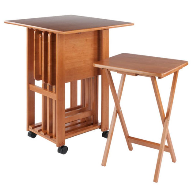 Hivvago Sophia 5-Piece Snack Table Set Teak 2