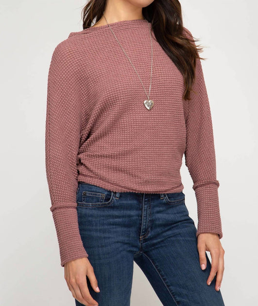 SHE + SKY Off Shoulder Thermal Pink Large 2