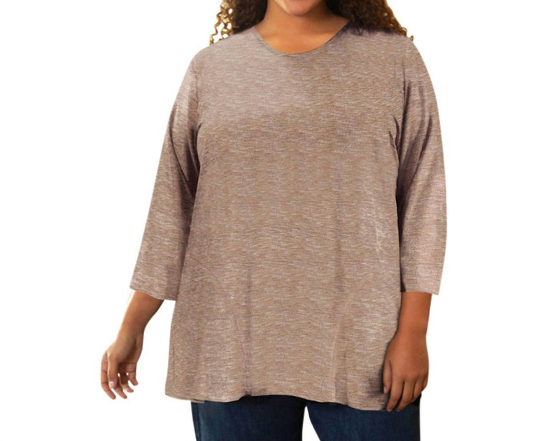 On The Plus Side Lisse 3/4 Arm Side Panel Tunika - Beige 5X 2