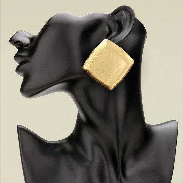 FASHNZFAB Square Statement Earrings Silver 3