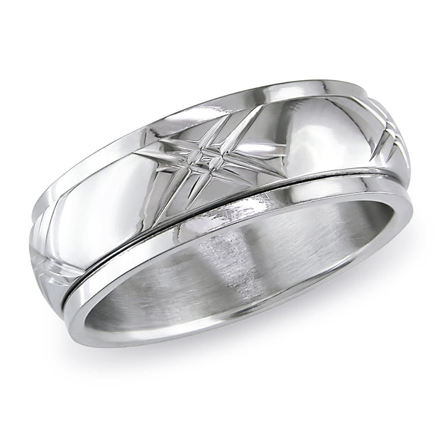 Mimi & Max Crisscross Spinning Band Ring Stainless Steel Silver US 13 2