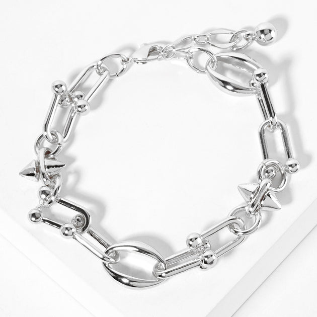 FASHNZFAB Chunky Link Chain Bracelet Silver 3