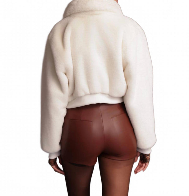 HEROINE SPORT Fur Blazer Jacket Ivory Large 4