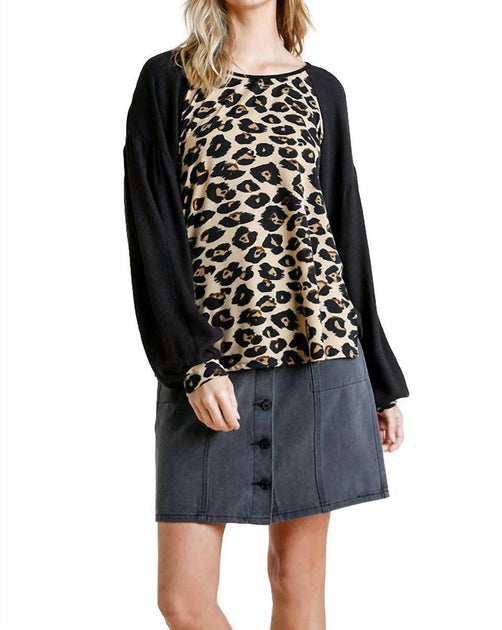 Umgee Leopard Print Top Beige Large 3