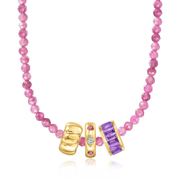 Ross-Simons Diamond Rhodolite Garnet Rolling Charm Pink 4