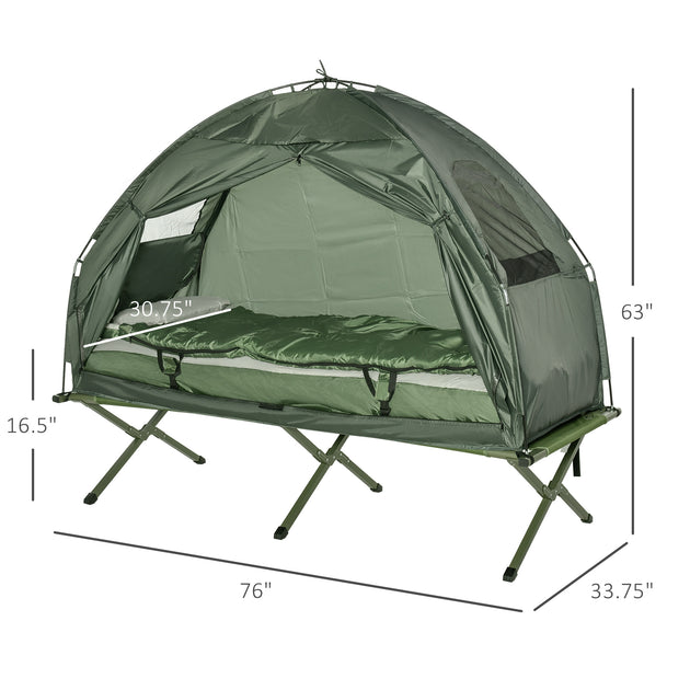Hivvago faltbare Campingliege mit Zelt Grün 4