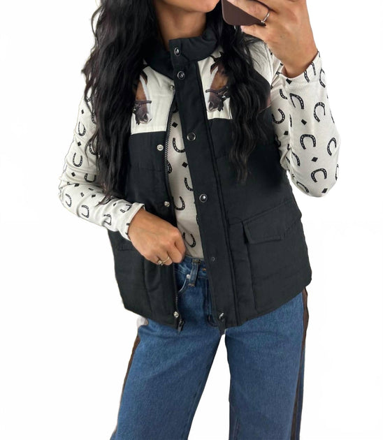 Rodeo Hippie Gallop Ridge Puffer Vest Black Medium 4
