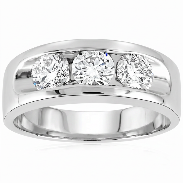 Pompeii3 Three Stone Ring White Gold US 11.5 2
