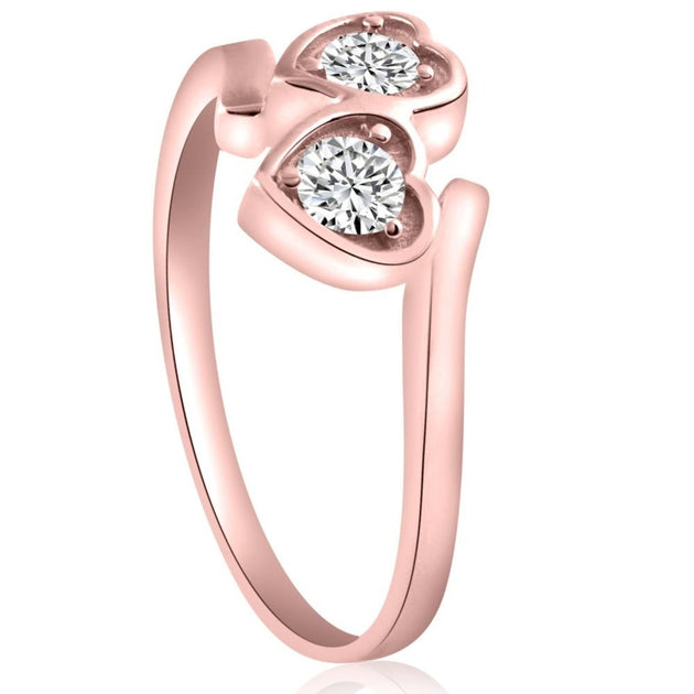 Pompeii3 1/3CT Diamond Two Stone Heart Ring Multi US 6.5 4