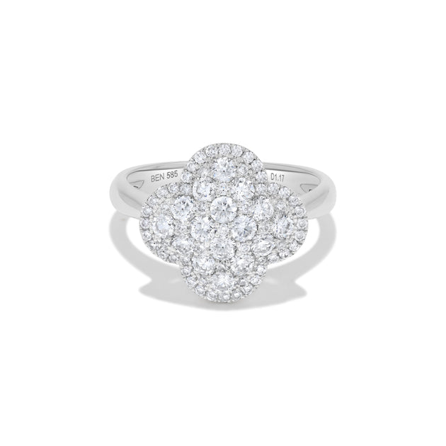H.J. Namdar Clover Cluster Ring White Gold US 6 3