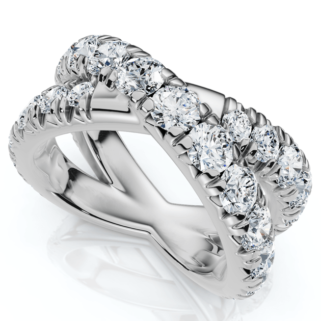Pompeii3 3Ct Diamond Crossover Right Hand Ring Gold/Platinum US 8 3