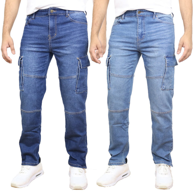 Blue Ice Men's Stretch Cargo Jeans Multi 40x32 7